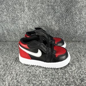 Jordan 1 Low Bred Toe Toddler 4c Shoes Black Red Athletic Sneakers